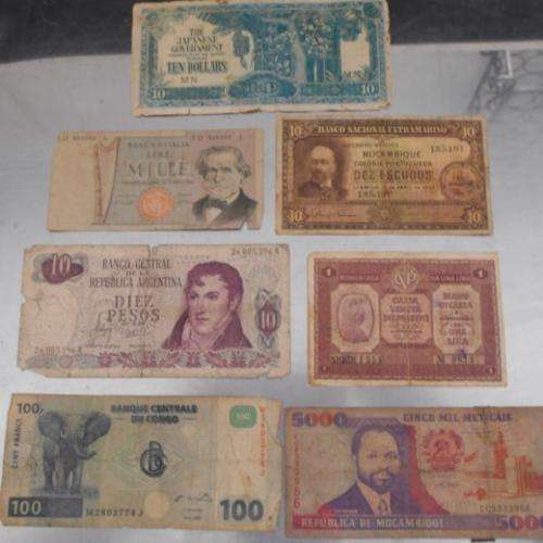 BANKNOTES : JAPAN / ITALY / ARGENTINA /MOCAMBIQUE /CONGO